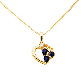 18ct gold Sapphire/Diamond heart Pendant with chain